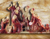 Avikalp MWZ0073 Cream Pink People 3D HD Wallpaper