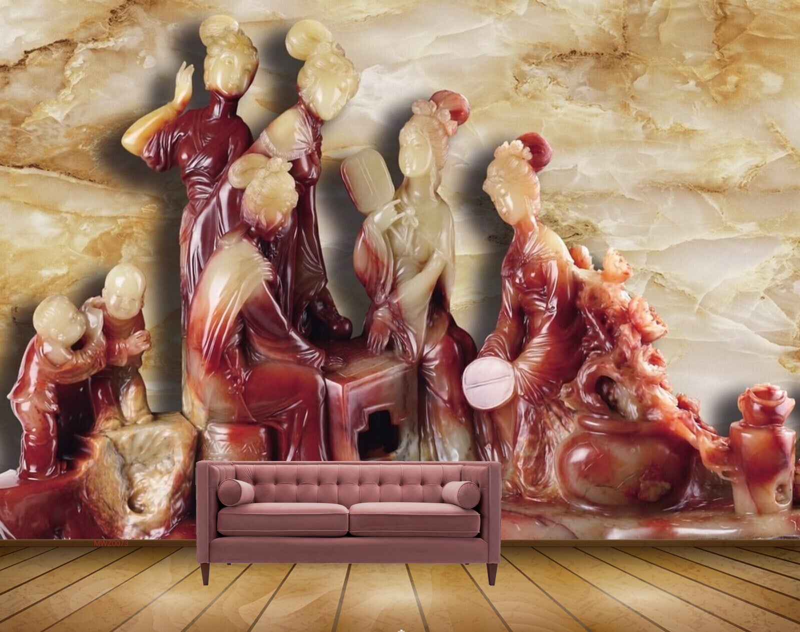 Avikalp MWZ0073 Cream Pink People 3D HD Wallpaper