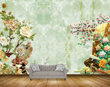 Avikalp MWZ0077 White Pink Flowers Birds 3D HD Wallpaper