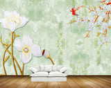 Avikalp MWZ0079 White Flowers Birds Creepers 3D HD Wallpaper