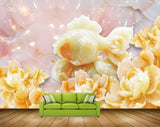 Avikalp MWZ0086 White Orange Flowers Fishes 3D HD Wallpaper