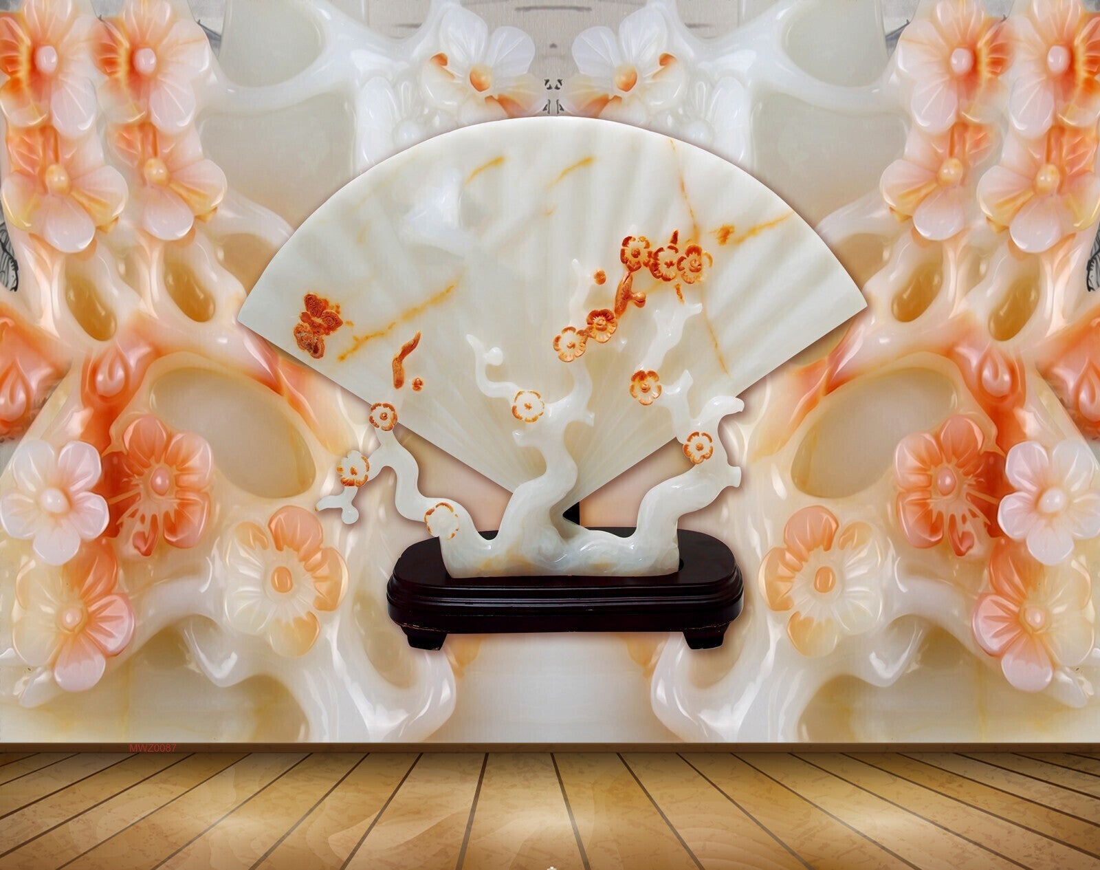 Avikalp MWZ0087 White Orange Flowers Branches 3D HD Wallpaper