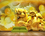 Avikalp MWZ0091 Yellow White Animal 3D HD Wallpaper