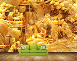 Avikalp MWZ0092 Yellow Orange Mountains People Plants 3D HD Wallpaper