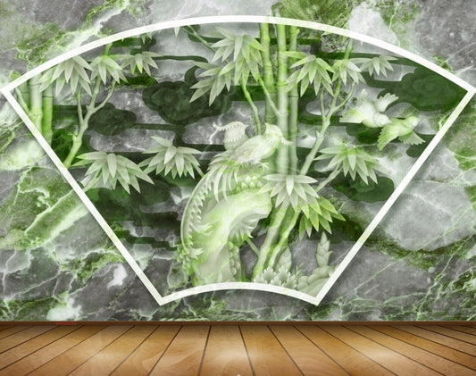 Avikalp MWZ0093 Green White Plants Birds 3D HD Wallpaper