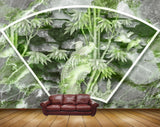 Avikalp MWZ0093 Green White Plants Birds 3D HD Wallpaper