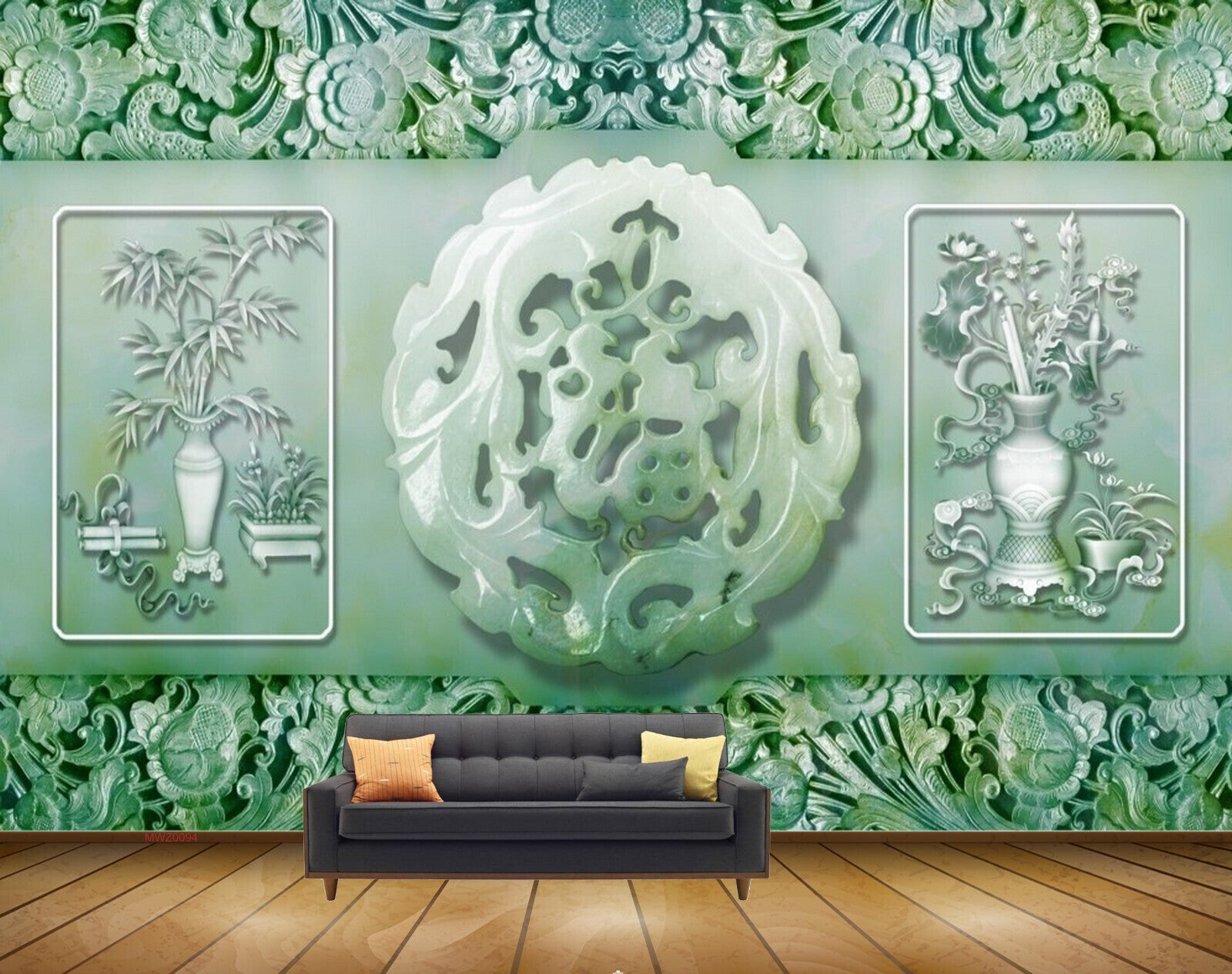 Avikalp MWZ0094 White Green Flower Plants 3D HD Wallpaper