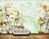 Avikalp MWZ0095 White Grey Flowers Plants 3D HD Wallpaper
