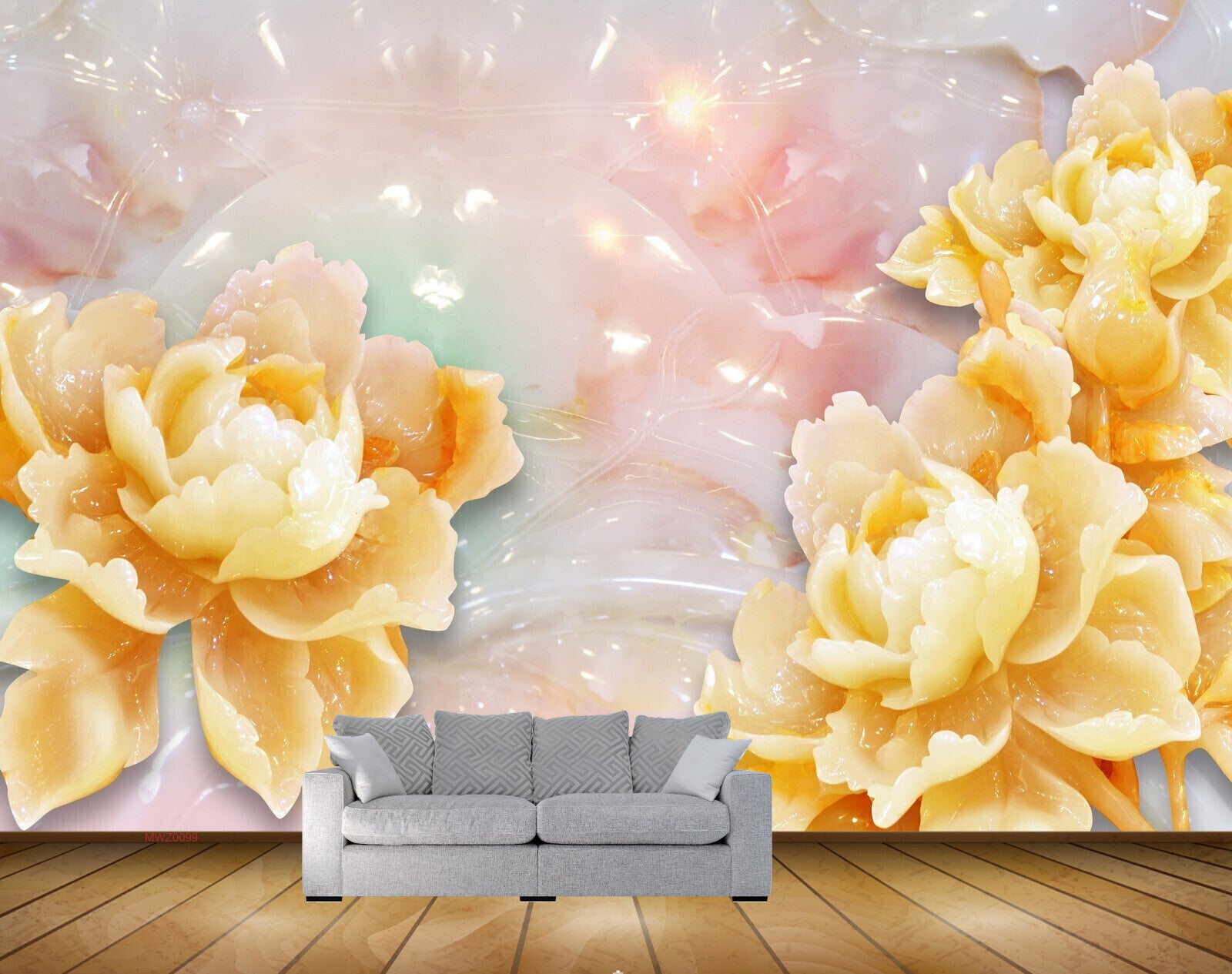 Avikalp MWZ0099 Orange White Flowers 3D HD Wallpaper