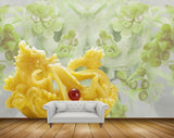 Avikalp MWZ0102 Green Leaves Yellow Flowers 3D HD Wallpaper