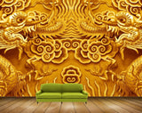 Avikalp MWZ0105 Golden Flowers Snakes Lions HD Wallpaper