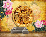 Avikalp MWZ0106 Golden Snakes Pink White Flowers 3D HD Wallpaper