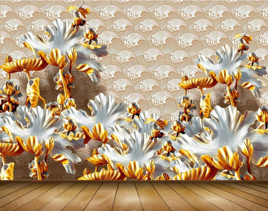Avikalp MWZ0111 White Yellow Flowers 3D HD Wallpaper