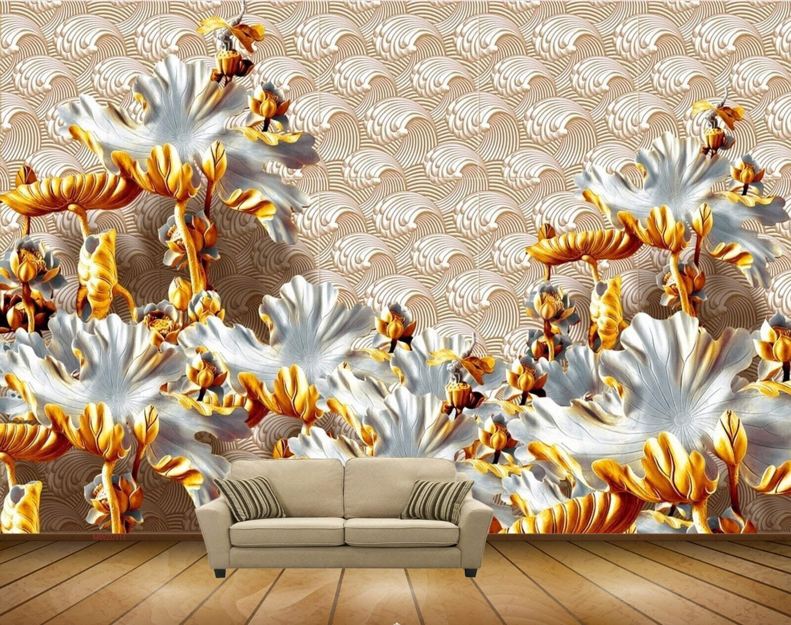 Avikalp MWZ0111 White Yellow Flowers 3D HD Wallpaper
