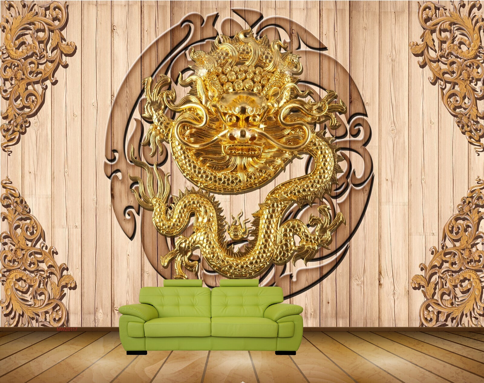 Avikalp MWZ0117 Golden Snake Lion 3D HD Wallpaper