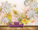 Avikalp MWZ0119 White Flowers Leaves Branches 3D HD Wallpaper
