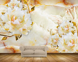 Avikalp MWZ0120 White Orange Flowers 3D HD Wallpaper