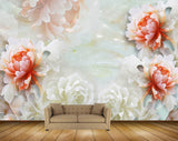 Avikalp MWZ0137 White Orange Flowers 3D HD Wallpaper
