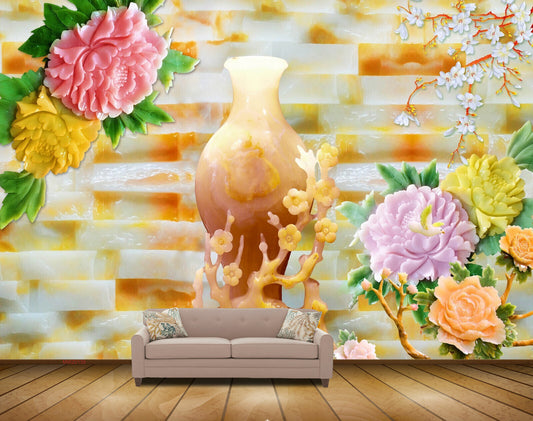 Avikalp MWZ0139 Pink Yellow Orange White Flowers HD Wallpaper