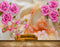 Avikalp MWZ0140 Pink Flowers Leaves HD Wallpaper