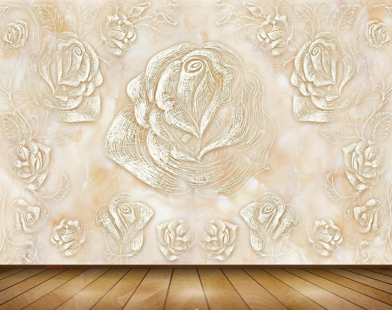 Avikalp MWZ0150 White Pink Flowers 3D HD Wallpaper