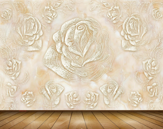 Avikalp MWZ0150 White Pink Flowers 3D HD Wallpaper