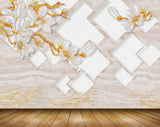 Avikalp MWZ0151 White Flowers Golden Branches 3D HD Wallpaper