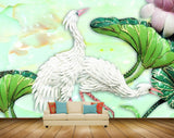 Avikalp MWZ0153 White Swans Flowers Leaves 3D HD Wallpaper