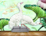 Avikalp MWZ0153 White Swans Flowers Leaves 3D HD Wallpaper
