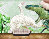 Avikalp MWZ0154 White Swans Flowers Leaves 3D HD Wallpaper