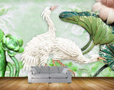 Avikalp MWZ0154 White Swans Flowers Leaves 3D HD Wallpaper