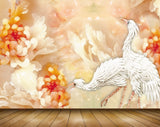 Avikalp MWZ0157 White Swans Orange Flowers 3D HD Wallpaper