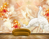 Avikalp MWZ0157 White Swans Orange Flowers 3D HD Wallpaper