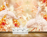 Avikalp MWZ0158 White Swans Orange Flowers 3D HD Wallpaper