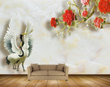 Avikalp MWZ0159 White Black Swans Red Flowers 3D HD Wallpaper