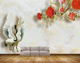 Avikalp MWZ0159 White Black Swans Red Flowers 3D HD Wallpaper