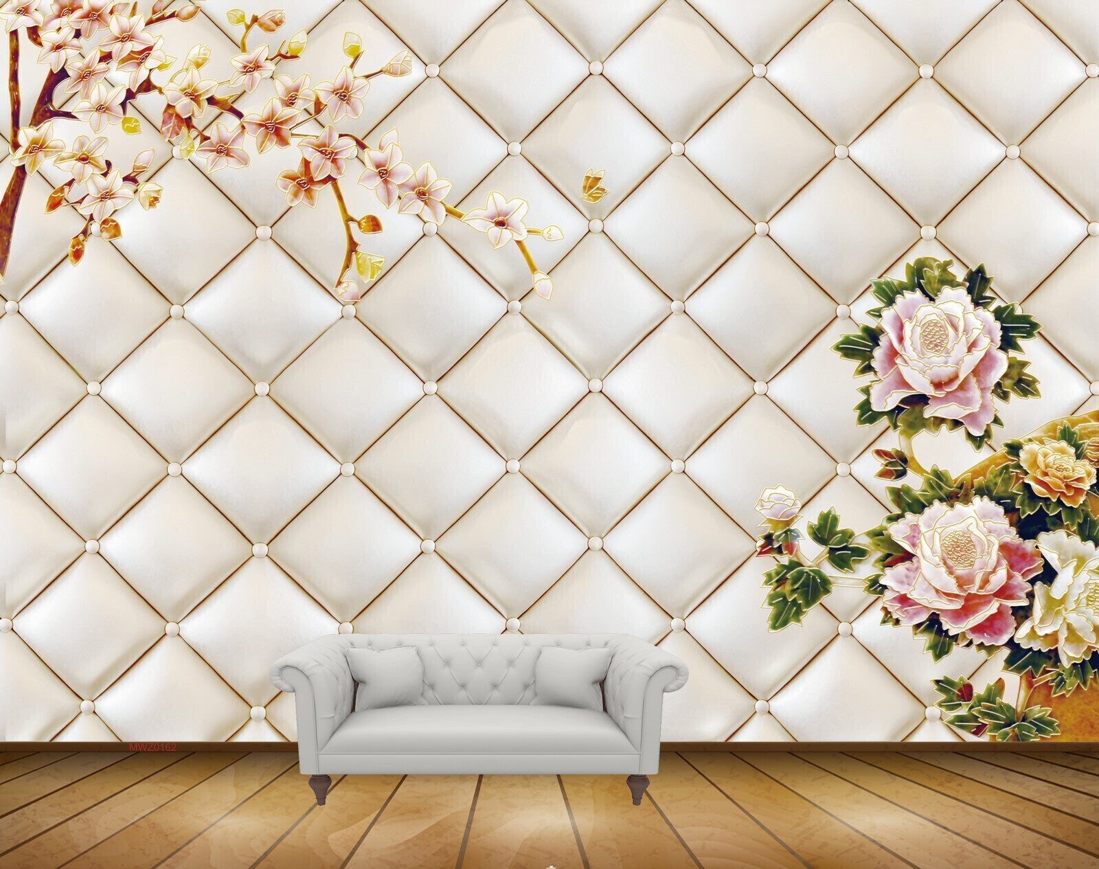 Avikalp MWZ0162 Pink White Orange Flowers Branches 3D HD Wallpaper
