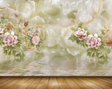 Avikalp MWZ0166 Pink White Flowers Bird Plants 3D HD Wallpaper