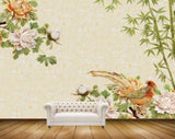 Avikalp MWZ0169 Orange White Flowers Bird Plants 3D HD Wallpaper