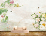 Avikalp MWZ0176 White Pink Flowers Butterflies Fishes 3D HD Wallpaper