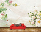 Avikalp MWZ0176 White Pink Flowers Butterflies Fishes 3D HD Wallpaper