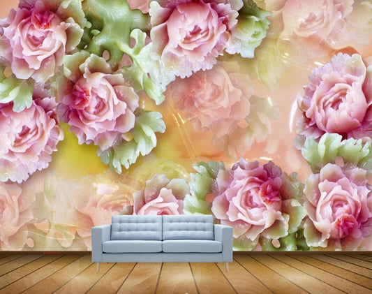 Avikalp MWZ0178 Pink White Flowers Leaves HD Wallpaper