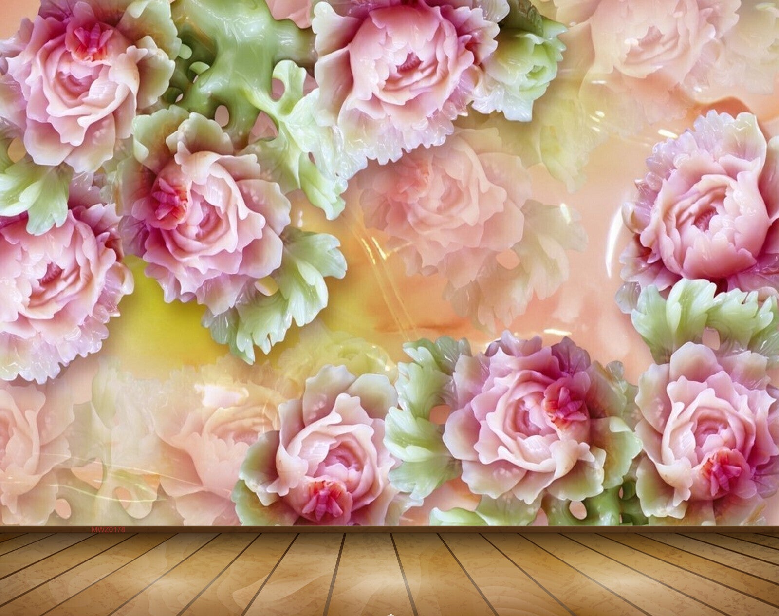 Avikalp MWZ0178 Pink White Flowers Leaves 3D HD Wallpaper
