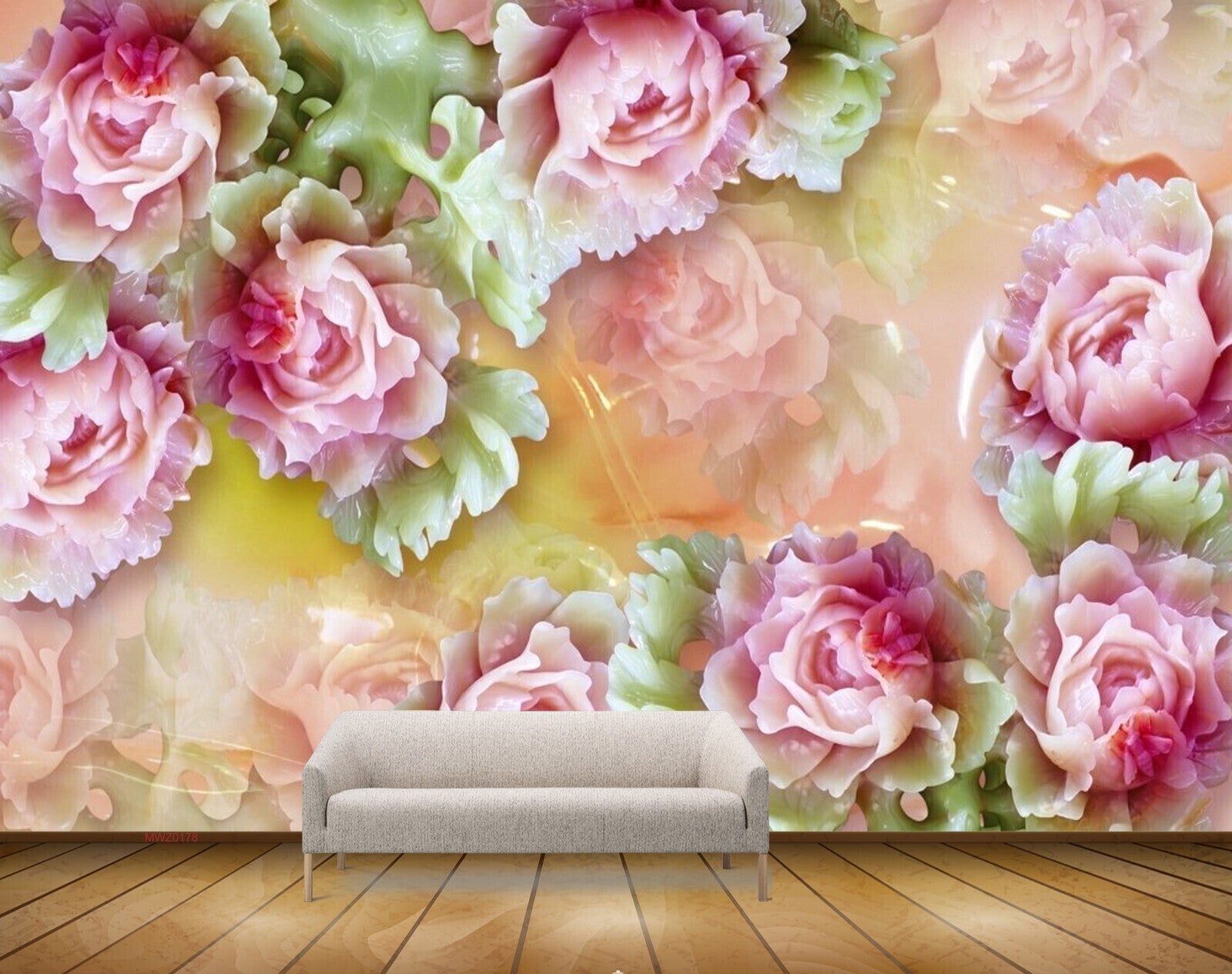 Avikalp MWZ0178 Pink White Flowers Leaves 3D HD Wallpaper