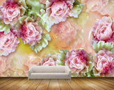 Avikalp MWZ0178 Pink White Flowers Leaves 3D HD Wallpaper