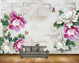 Avikalp MWZ0179 White Pink Flowers Butterflies Fishes 3D HD Wallpaper