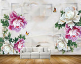 Avikalp MWZ0179 White Pink Flowers Butterflies Fishes 3D HD Wallpaper