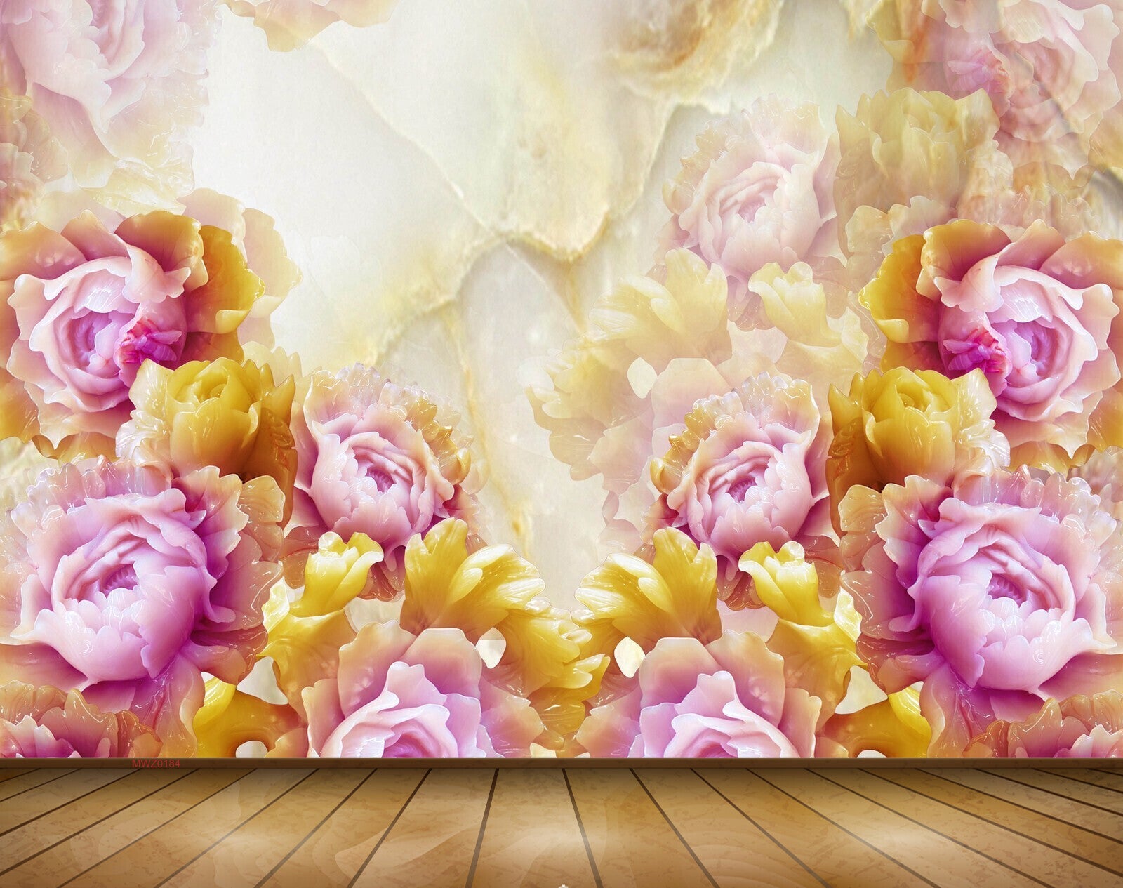 Avikalp MWZ0184 Pink Yellow Flowers 3D HD Wallpaper