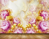 Avikalp MWZ0184 Pink Yellow Flowers 3D HD Wallpaper