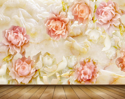Avikalp MWZ0185 White Pink Flowers 3D HD Wallpaper